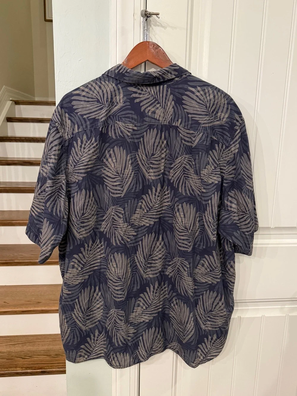 Banana Republic XXL Tall Organic Cotton Tropical Palm Print Camp Collar Shirt